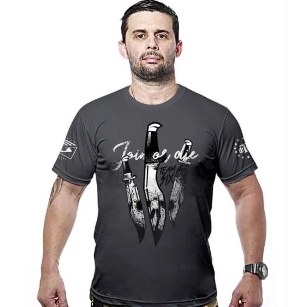 CAMISETA MASCULINA CONCEPT KNIFE JOIN OR DIE CINZA TEAM SIX