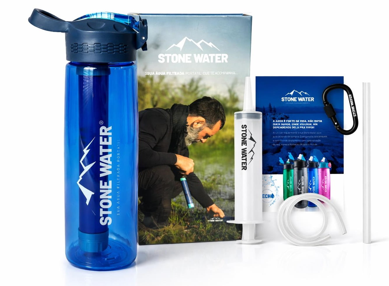 GARRAFA ECHO STONE WATER 650ML COM FILTRO AZUL