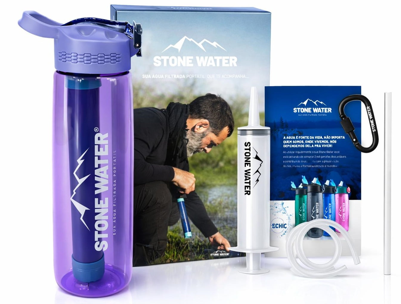 GARRAFA ECHO STONE WATER 650ML COM FILTRO FUCSIA