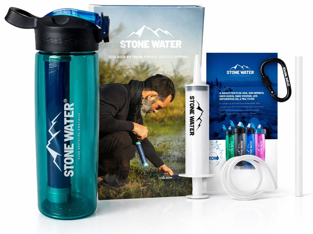 GARRAFA ECHO STONE WATER 650ML COM FILTRO VERDE