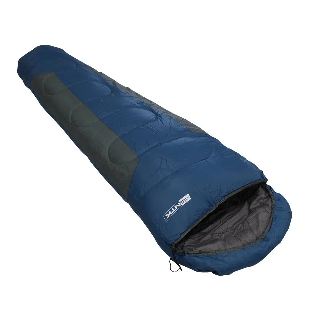 SACO DE DORMIR SARCÓFAGO MUMMY 1°C / 8°C AZUL E CINZA - NTK