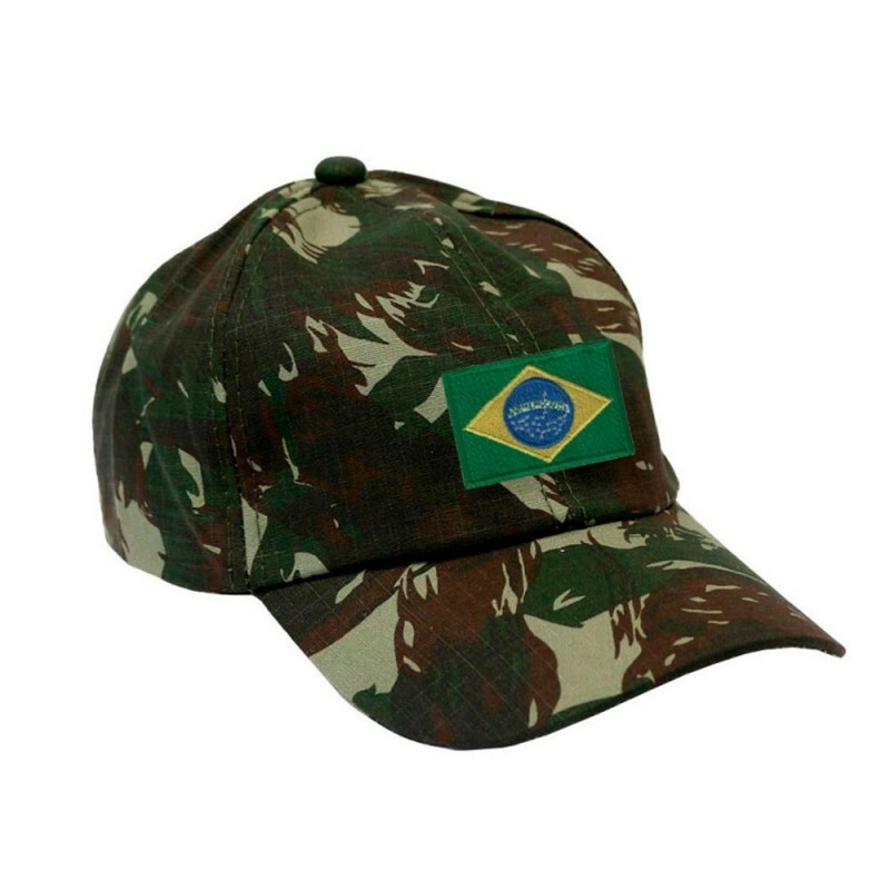 BONÉ MILITAR RIP STOP CAMUFLADO EB COM PATCH BANDEIRA DO BRASIL