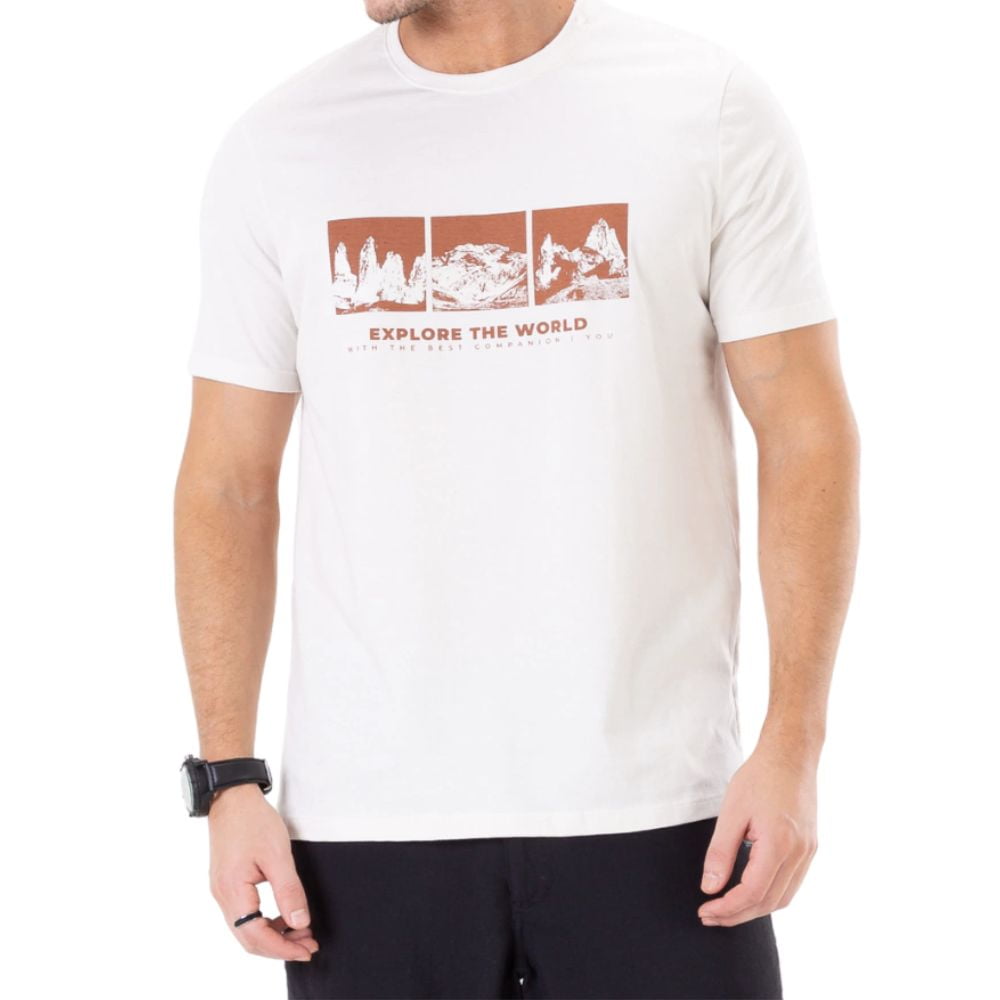 CAMISETA MOUNTAINS MASCULINA BRANCA - ALPEN