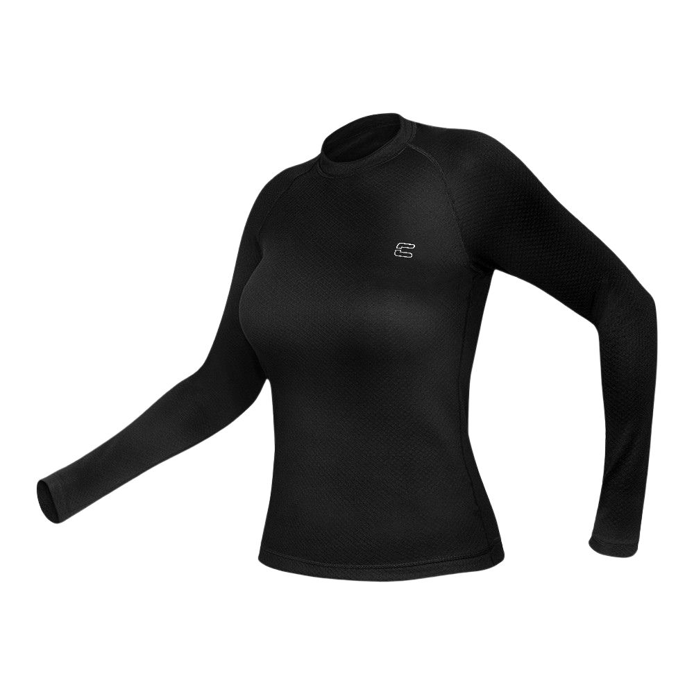 CAMISETA TÉRMICA THERMOSKIN MANGA LONGA FEMININA PRETA - CURTLO