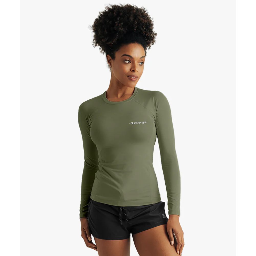 BLUSA SEGUNDA PELE UV VELLA FEMININA VERDE OLIVA - GALAPAGOS