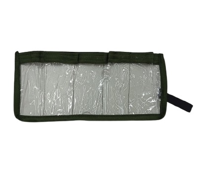 ORGANIZADOR DE KIT MILITAR VERDE 5 DIVISORIAS TRANSPARENTES