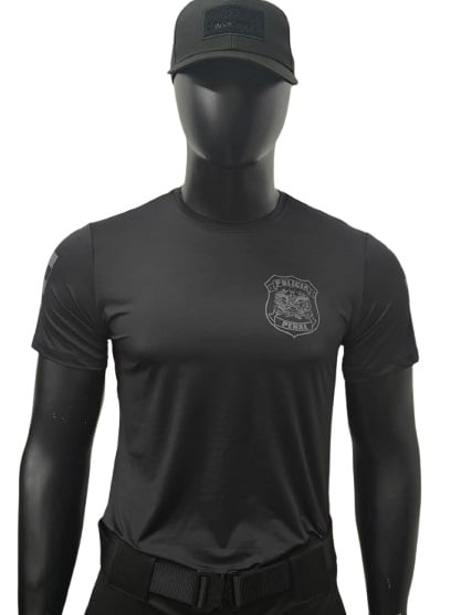 CAMISETA POLÍCIA PENAL SC MANGA CURTA POLIAMIDA PRETA FRT BRASIL
