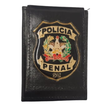 PORTA FUNCIONAL DEPARTAMENTO DE POLICIA PENAL SC COURO PRETO
