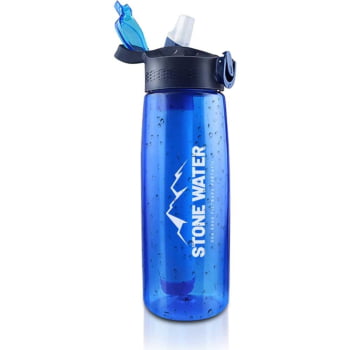 GARRAFA ECHO STONE WATER 650ML COM FILTRO AZUL