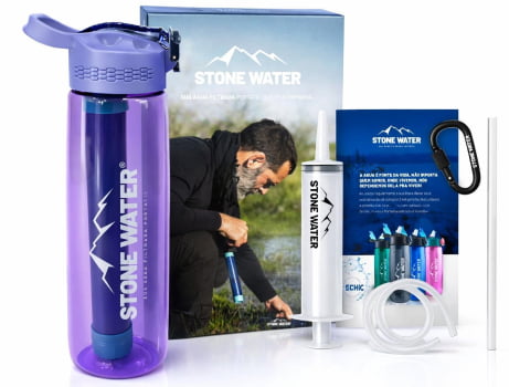 GARRAFA ECHO STONE WATER 650ML COM FILTRO FUCSIA