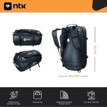 MOCHILA BOLSA DUFFLE BAG ESTANQUE 50L PRETO - NTK