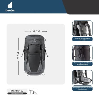 MOCHILA FUTURA PRO 34L NEW PRETA - DEUTER