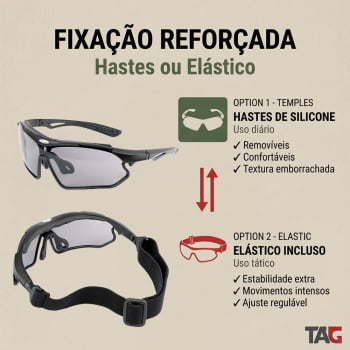 ÓCULOS TÁTICO GHOST COM 3 LENTES UV 400 - TAG