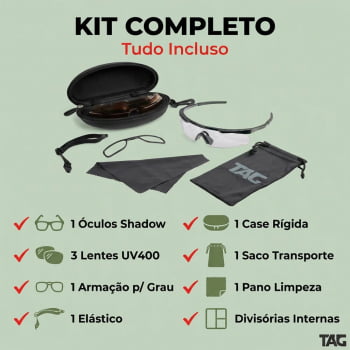 ÓCULOS TÁTICO SHADOW 3 LENTES UV 400 - TAG