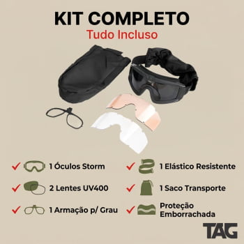 ÓCULOS TÁTICO STORM COM 2 LENTES UV 400 - TAG