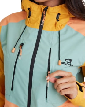JAQUETA IMPERMEÁVEL DARWIN EVOLUTION 2.0 FEM SALMÃO E AMARELO - GALÁPAGOS