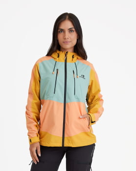 JAQUETA IMPERMEÁVEL DARWIN EVOLUTION 2.0 FEM SALMÃO E AMARELO - GALÁPAGOS