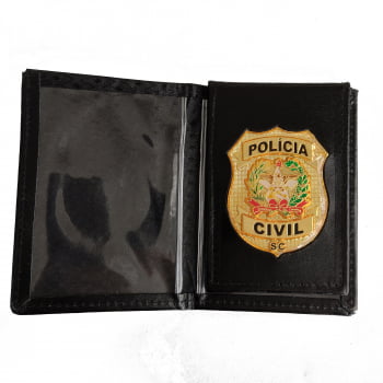PORTA FUNCIONAL POLICIA CIVIL SC COURO PRETO
