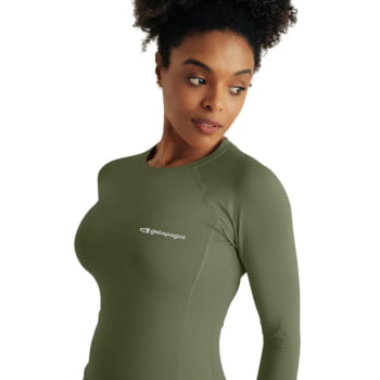 BLUSA SEGUNDA PELE UV VELLA FEMININA VERDE OLIVA - GALAPAGOS