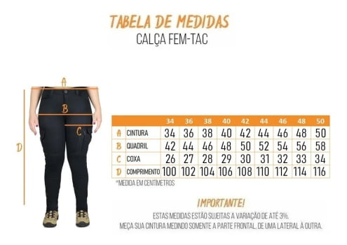 CALÇA TÁTICA TAC FEMININO PRETO - BÉLICA