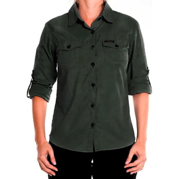 CAMISA TÉCNICA HARD SAFARI UV50+ FEMININA VERDE MUSGO - HARD ADVENTURE
