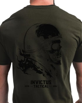 CAMISETA  CONCEPT FLAMING SKULL VERDE OLIVA INVICTUS