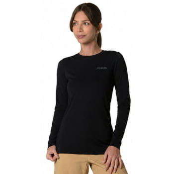 CAMISETA MANGA LONGA NEBLINA FEMIMINA PRETA - COLUMBIA
