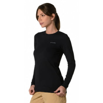 CAMISETA MANGA LONGA NEBLINA FEMIMINA PRETA - COLUMBIA