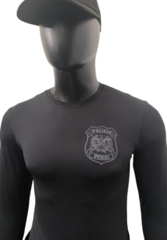 CAMISETA POLÍCIA PENAL SC MANGA LONGA POLIAMIDA PRETA