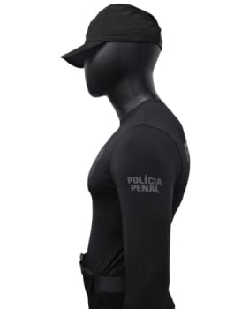 CAMISETA POLÍCIA PENAL SC MANGA LONGA POLIAMIDA PRETA