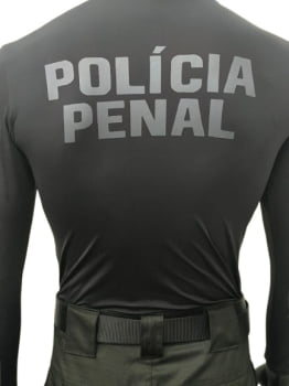CAMISETA POLÍCIA PENAL SC MANGA LONGA POLIAMIDA PRETA