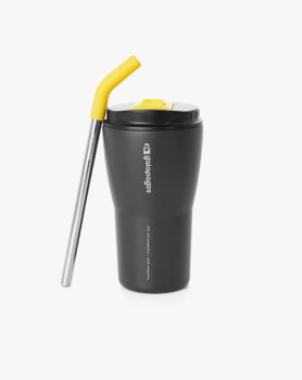 COPO TÉRMICO TUMBLER HURRICANE 413ML PRETO E AMARELO - GALÁPAGOS