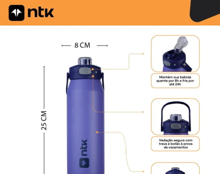 GARRAFA TÉRMICA ISOMAX COLOR 1 LITRO AZUL - NTK