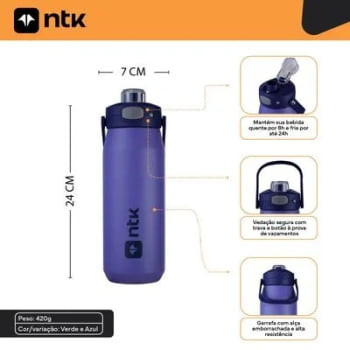 GARRAFA TÉRMICA ISOMAX COLOR 750ML AZUL - NTK