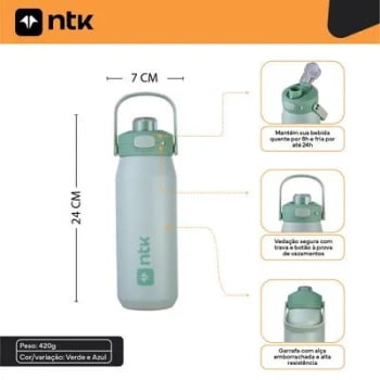 GARRAFA TÉRMICA ISOMAX COLOR 750ML VERDE - NTK