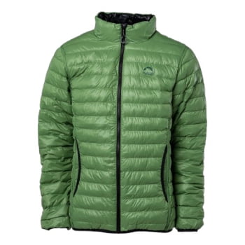 JAQUETA PUFFER DUPLA FACE PLUMA GANSO MASCULINO VERDE/PRETO - KAILASH