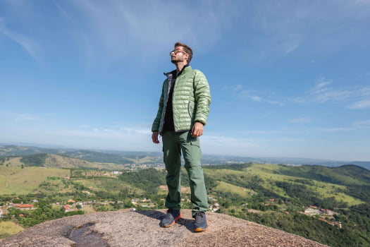 JAQUETA PUFFER DUPLA FACE PLUMA GANSO MASCULINO VERDE/PRETO - KAILASH