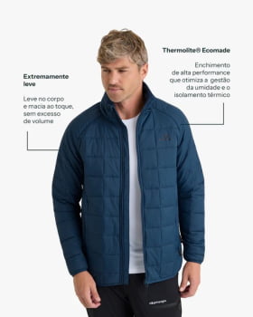 JAQUETA PUFFER IBEX THERMOLITE HEAT MASCULINA AZUL MARINHO - GALÁPAGOS