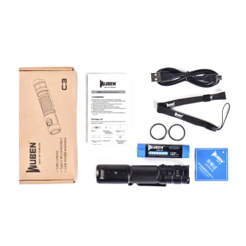 LANTERNA COMPACTA C3 1200LÚMES PRETA  WUBEN