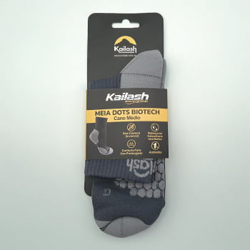 MEIA CANO MÉDIO DOTS BIOTECH UNISSEX CHUMBO E CINZA - KAILASH