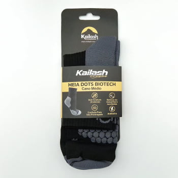 MEIA CANO MÉDIO DOTS BIOTECH UNISSEX PRETO E CINZA - KAILASH MEIA CANO MÉDIO DOTS BIOTECH UNISSEX PRETO E CINZA - KAILASH