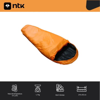 SACO DE DORMIR MICRON X-LITE LARANJA E PRETO 8°C / 5°C - NTK