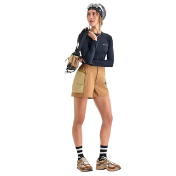 SHORTS RAVEN FEMININO CARAMELO E VERDE - GALAPAGOS SHORTS RAVEN FEMININO CARAMELO E VERDE - GALAPAGOS