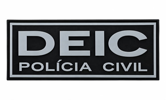 TARJETA DEIC POLICIA CIVIL EMBORRACHADO COM VELCRO 25X10CM PRETO E CINZA