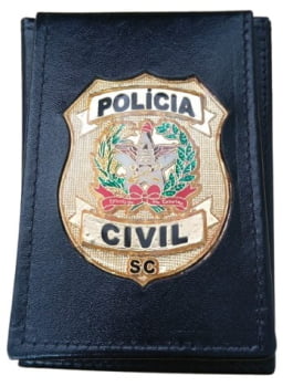 PORTA FUNCIONAL POLICIA CIVIL SC COURO PRETO FORT BRASIL