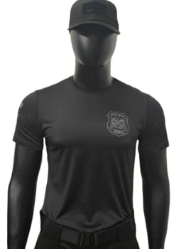 CAMISETA POLÍCIA PENAL SC MANGA CURTA POLIAMIDA PRETA FRT BRASIL