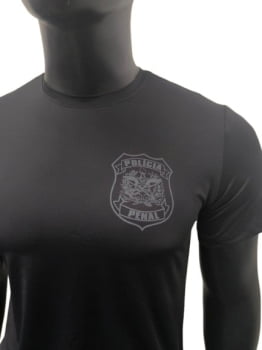 CAMISETA POLÍCIA PENAL SC MANGA CURTA POLIAMIDA PRETA FRT BRASIL