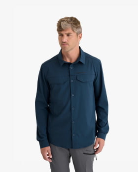 CAMISA TÉCNICA DEFENDER UV50+ MASCULINA AZUL MARINHO - GALÁPAGOS