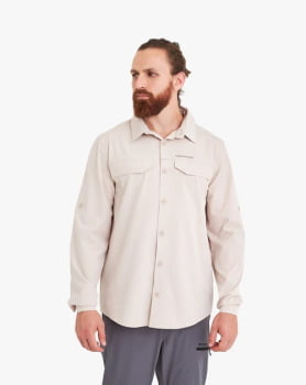 CAMISA TÉCNICA DEFENDER UV50+ MASCULINA CAQUI - GALÁPAGOS