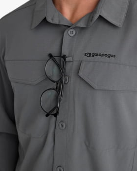 CAMISA TÉCNICA DEFENDER UV50+ MASCULINA CHUMBO - GALÁPAGOS